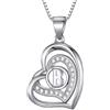 Morella Collana Donna a Forma di Cuore Lettera B con zirconi Bianchi 46 cm Argento 925 rodiato