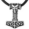 DonDon Collana Uomo in Pelle con Ciondolo Martello di Thor in Acciaio Inossidabile e Sacchetto di Velluto