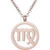 Morella collana da donna in acciaio inox oro rosa con ciondolo segno zodiacale Vergine in sacchetto di velluto