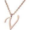 Morella Collana da Donna in Acciaio Inox Oro Rosa con Ciondolo Lettera V
