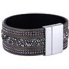 Morella Bracciale Donna con zirconi e Strass e con Chiusura Magnetica Grigio
