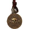 DonDon® - Collana in pelle marrone da uomo con ciondolo a teschio in ottone e sacchetto in velluto