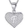 MASADA Collana in Argento 925 - Ciondolo Lettera F a forma di cuore Iniziale con Pietre Zircone - Iniziali Nome per Donna Ragazza - Catena 46 cm Confezione Borsa in Velluto