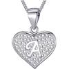MASADA Collana in Argento 925 - Ciondolo Lettera A a forma di cuore Iniziale con Pietre Zircone - Iniziali Nome per Donna Ragazza - Catena 46 cm Confezione Borsa in Velluto