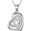 Morella Collana donna a forma di cuore lettera A con zirconi bianchi 46 cm argento 925 rodiato
