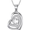 Morella Collana Donna a Forma di Cuore Lettera C con zirconi Bianchi 46 cm Argento 925 rodiato