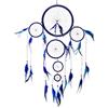 DonDon Acchiappasogni Dreamcatcher grande XXL con perle e vere piume Blu - Ø 28 cm