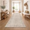 Paco Home Tappeto Corridoio Vintage Pelo Corto Stile Boho Lavabile Antiscivolo Facile Da Pulire Design Retro Moderno, Colore:Beige 4, Dimensione:80x150 cm