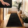 Paco Home Tappeto Moderno e Morbido per Soggiorno a Pelo Corto Lavabile Fluffy Uni Effetto Pelliccia Senza Tempo Elegante Antiscivolo Facile da Pulire, Dimensione:60x100 cm, Colore:Nero