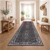 Paco Home Tappeto Corridoio Vintage Pelo Corto Stile Boho Lavabile Antiscivolo Facile Da Pulire Design Retro Moderno, Colore:Antracite, Dimensione:80x150 cm