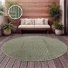 Paco Home Tappeto Cucina Da Esterno Salotto Moderno Balcone Terrazo Motivo Scandinavo Motivo Boho Monocolore Verde, Dimensione:120 cm Rotondo, Colore:Verde 4