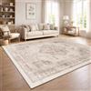 Paco Home Tappeto Soggiorno Vintage Pelo Corto Stile Boho Lavabile Antiscivolo Facile Da Pulire Design Retro Moderno, Colore:Beige 2, Dimensione:240x340 cm