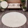Paco Home Tappeto Cucina Da Esterno Salotto Moderno Balcone Terrazo Motivo Scandinavo Motivo Boho Monocolore, Dimensione:Ø 120 cm tondo, Colore:Crema 2