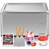 FOHERE Gelatiera a rullo per la casa con compressore, gelato morbido in soli 3 minuti, funzionamento one-touch, diversi cambiamenti di varietà, sano gelato fatto in casa, ricetta, 2 spatole, Fohere