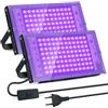BOSYTRO Luce Nera 100W 2 Pezzi, Lampada UV Impermeabili IP66, Luce Nera UV per Festa, Illuminazione da Palco, Festa Glow, Decorazione di Halloween, Fluorescente, Acquario