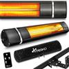 TRESKO Stufa a Infrarossi 2000W con Telecomando | Riscaldatore Elettrico Patio con 3 Livelli di Calore | Riscaldatore Patio Interno & Esterno | Riscaldatore a Parete Riscaldatore al Quarzo (Nero)