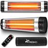 TRESKO Riscaldatore ad Infrarossi 2500W con Telecomando | con 3 Livelli di Calore | Stufa Elettrica da Esterno da Terrazzo per Fuori e Dentro | Radiatore Riscaldatore da Parete con Display LED