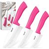 hecef Coltelli da Cucina in Ceramica 3 Pezzi Rosa con Coprilama