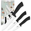 hecef Coltelli da Cucina in Ceramica 3 Pezzi Bianco con Coprilama