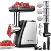 AAOBOSI Tritacarne AAOBOSI, Tritacarne Elettrico 4-IN-1[2800W Max]con 3 Affettatrici,Lame per Tritare, 2 Lame, 3 Piatti, Insaccatrice per Salsicce, Kit Kubbe, per Uso Domestico in Cucina, Acciaio Inossidabile