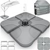tillvex® Base per Ombrellone 60 Litri / 80 kg - 4 Pezzi per Ombrellone Decentrato con Connettore Metallico | Porta Ombrelloni Riempibile con Acqua o Sabbia | Supporto Ombrellone (Grigio)