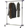 HOMCOM Appendiabiti Stender Porta Abiti Singolo in Acciaio Inox su Ruote