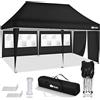 tillvex Gazebo 3x6m da Giardino | Gazebo pieghevole regolabile in altezza | Tenda Pop up impermeabile da protezione UV 50+ | Tenda Padiglione + Sacca di Trasporto (Nero - con 3 pannelli laterali)