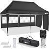 tillvex Gazebo 3x6m da Giardino | Gazebo pieghevole regolabile in altezza | Tenda Pop up impermeabile da protezione UV 50+ | Tenda Padiglione + Sacca di Trasporto (Antracite - con 3 pannelli laterali)