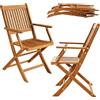 Casaria Deuba 2 Sedie da Giardino Sydney Set Pranzo Pieghevoli Legno di Acacia braccioli Certificazione FSC