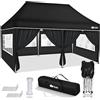 tillvex Gazebo 3x6m da Giardino | Gazebo pieghevole regolabile in altezza | Tenda Pop up impermeabile da protezione UV 50+ | Tenda Padiglione + Sacca di Trasporto (Nero - con 6 pannelli laterali)