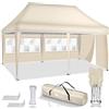 tillvex Gazebo 3x6m da Giardino | Gazebo pieghevole regolabile in altezza | Tenda Pop up impermeabile da protezione UV 50+ | Tenda Padiglione + Sacca di Trasporto (Beige - con 3 pannelli laterali)