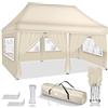tillvex Gazebo 3x6m da Giardino | Gazebo pieghevole regolabile in altezza | Tenda Pop up impermeabile da protezione UV 50+ | Tenda Padiglione + Sacca di Trasporto (Beige - con 6 pannelli laterali)