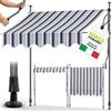 tillvex Tenda da Sole a Bracci con Manovella | Protezione per Balcone, Regolabile, Senza Forare | Tenda Resistente per Esterno Raggi UV e Regolabile in Altezza (Blu/Grigio, 150cm)