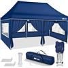 tillvex Gazebo 3x6m da Giardino | Gazebo pieghevole regolabile in altezza | Tenda Pop up impermeabile da protezione UV 50+ | Tenda Padiglione + Sacca di Trasporto (Blu - con 6 pannelli laterali)