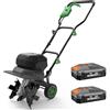 WORKPROX Motozappa Elettrica Senza Fili 40V, Lavoro 30 cm x 20 cm, doppia Batteria 4000 mAh, Manubrio Pieghevole, Ruote Regolabili in 4 Posizioni - Compatta e Silenziosa per Giardino, Orto e Frutteto