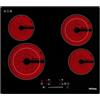 IsEasy Piano cottura in vetroceramica, 4 fuochi, 60 cm, Touch Control con cronometro, 6600 W