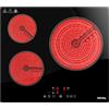 IsEasy Piano cottura in vetroceramica a 3 zone, 5700 W, timer, estensione zona, 9 livelli di potenza, blocco di sicurezza per bambini