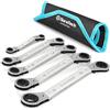 DURATECH Set di 5 chiavi a cricchetto reversibili a doppio anello, 6 mm-21 mm, con custodia per il trasporto