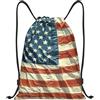 SMAZDFXX Zaino con coulisse Borsa sportiva da palestra Vintage American Flag USA Borse con coulisse per palestra Sport Yoga Viaggio Piccolo