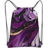 SMAZDFXX Zaino con coulisse e cerniera, stampa marmorizzata viola scuro, sacco da palestra sportivo con tasca portaoggetti per palestra, yoga, viaggi