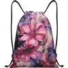 SMAZDFXX Zaino con coulisse Borsa sportiva da palestra Viola e fiori Borse con coulisse per palestra Sport Yoga Viaggio Piccolo