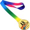 VOSAREA Medaglia Sportiva in Metallo con Nastro Dorato 3D in Rilievo, Oro, per competizioni di Running all'Aperto e premiazioni Sportive, per Atleti