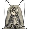 SMAZDFXX Zaino con coulisse Borsa da palestra sportiva Art Style Cat Borse con coulisse per palestra Sport Yoga Viaggio Medio