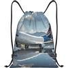 SMAZDFXX Zaino con coulisse Borsa sportiva da palestra Aereo sul lago Borse con coulisse per palestra Sport Yoga Viaggio Medio