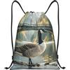 SMAZDFXX Zaino con coulisse Borsa sportiva da palestra Wild Goose by the Bridge Borse con coulisse per palestra Sport Yoga Viaggio Medio
