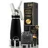 B-ARS Sifone da Cucina Panna 500ML Alluminio Nero, Spume e Mousse