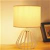 Osairous Lampada da Tavolo Vintage, Lampada da Comodino con Base Ritagliata e Paralume in Tessuto Bianco, Lampada per Camera da Letto Soggiorno Ufficio (Lampadina E27 Non Inclusa)