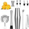 FoiiLiio 10 pezzi Boston Shaker Cocktail Set,cocktail set kit in Acciaio Inox,professionale barman set,Professionale Kit Barman Completo,Set Barman Cocktail per Bar Case e Feste