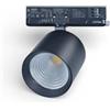 damastoreitalia Faretto LED per Binario Trifase 38W 3700lm Nero CCT Switch Luce calda e Naturale 3000K 4000K 5000K (Nero)
