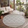Paco Home Tappeto Per Esterno Da Balcone Terrazza Tappeto Cucina Moderno Boho Etnico, Dimensione:80 cm tondo, Colore:Beige 2